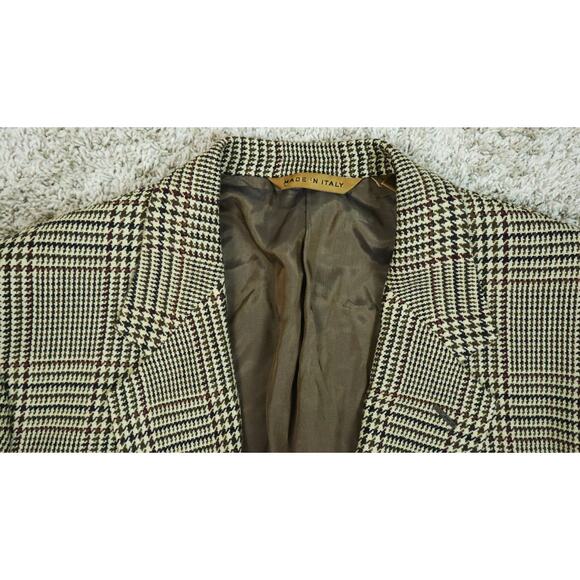 Vintage Donna Karan Plaid Herringbone Blazer Wool Cashmere ITALY Mens 40 Brown - Picture 9 of 9